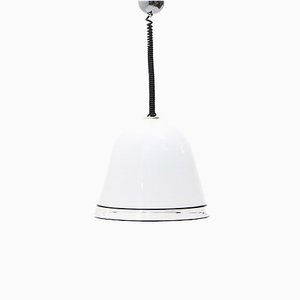 White Glass Ceiling Lamp with Black Edges, 1970s-EZ-1080827