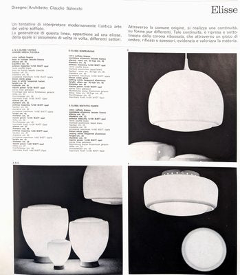 White Glass Elisse Chandelier by Claudio Salocchi for Lumenform, 1970s-EZ-1131579