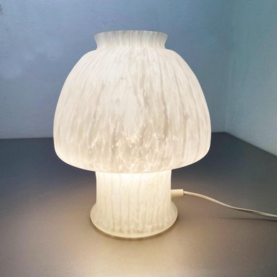 White Glass Mushroom Table Desktop attributed to Hustadt Lights, Germany, 1970s-QZ-1428319