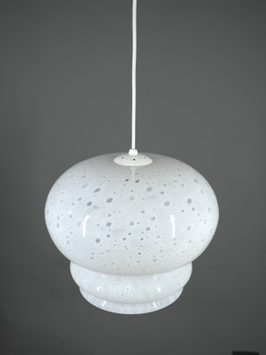 White Glass Pendant Lamp with Air Pockets from Peill & Putzler, Germany, 1970s-JV-2034879