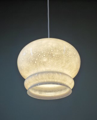 White Glass Pendant Lamp with Air Pockets from Peill & Putzler, Germany, 1970s-JV-2034879