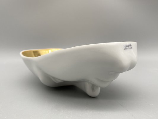 White-Gold Porcelain Bowl in Face Shape by Alim Pasht-Han for Anthologie Quartett, Germany, 2006-CZ-1785411