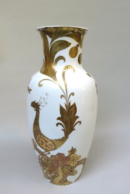 White Gold Porcelain Serenade Floor Vase from Ak Emperor, W. Germany, 1970s-EY-1367191