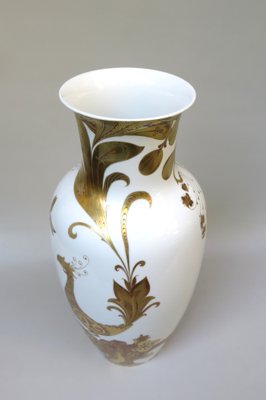 White Gold Porcelain Serenade Floor Vase from Ak Emperor, W. Germany, 1970s-EY-1367191