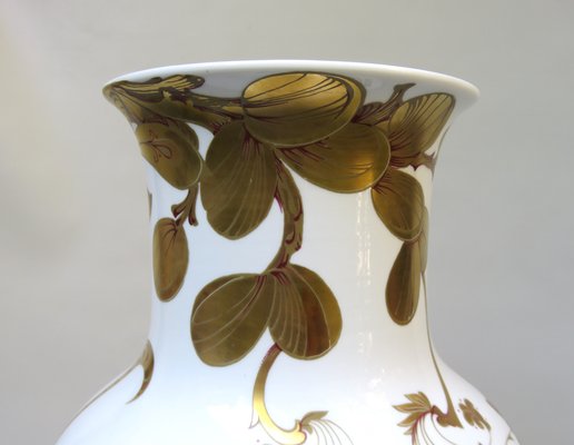 White Gold Porcelain Serenade Floor Vase from Ak Emperor, W. Germany, 1970s-EY-1367191