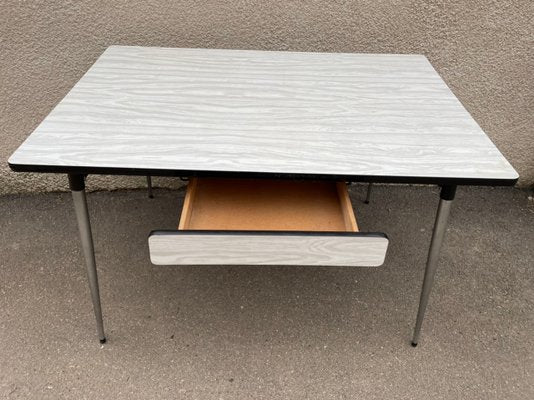 White-Grey Formica Dining Table, 1950s-SDV-864642