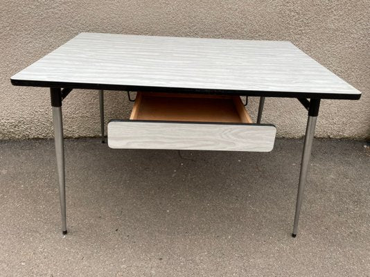 White-Grey Formica Dining Table, 1950s-SDV-864642