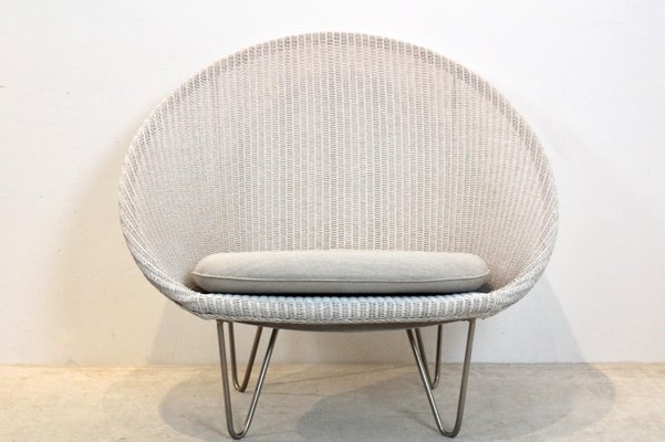 White Grey Lloyd Loom Lounge Chair-MO-1421002