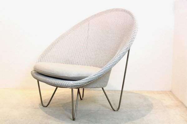 White Grey Lloyd Loom Lounge Chair-MO-1421002