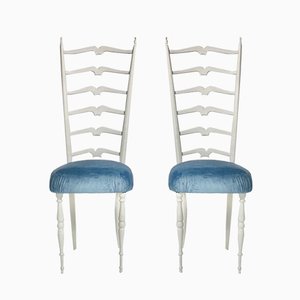 White High Back Side Chairs by Gio Ponti, 1950s, Set of 2-NB-773554