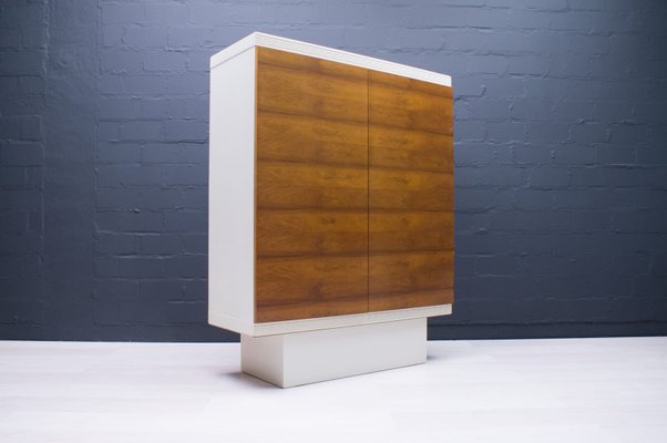 White Highboard with Walnut Veneer Doors, 1960s-KQB-716402