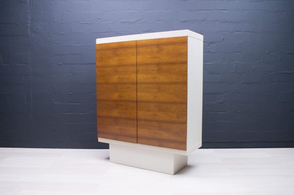 White Highboard with Walnut Veneer Doors, 1960s-KQB-716402