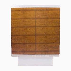 White Highboard with Walnut Veneer Doors, 1960s-KQB-716402