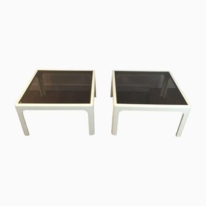 White Lacquered Fiberglass Sofa End Tables from Poschinger, 1970s, Set of 2-BA-1365595