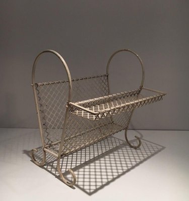 White Lacquered Metal and Perforated Metal Rack by Mathieu Matégot, 1950s-BA-1436605