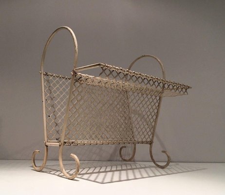 White Lacquered Metal and Perforated Metal Rack by Mathieu Matégot, 1950s-BA-1436605