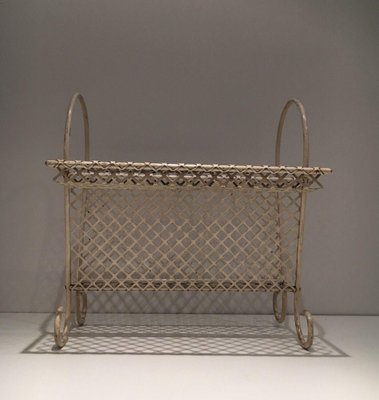 White Lacquered Metal and Perforated Metal Rack by Mathieu Matégot, 1950s-BA-1436605