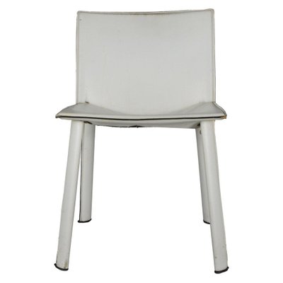 White Leather Ribot Dining Chair from Poltrona Frau, Italy, 1980s-RAQ-1417001