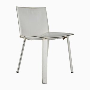 White Leather Ribot Dining Chair from Poltrona Frau, Italy, 1980s-RAQ-1417001