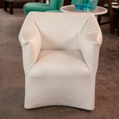 White Leather Tentazione Club Chairs attributed to Mario Bellini for Cassina, 1970s, Set of 2-QVY-1719199