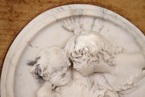 White Marble Bas-Relief Sculptures with Frames, 19th Century, Set of 2-DCO-2032345