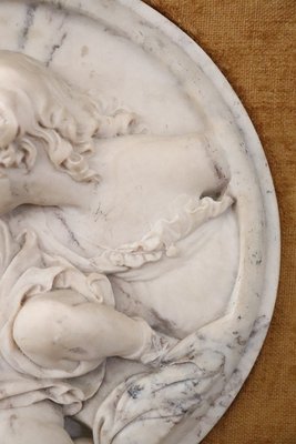 White Marble Bas-Relief Sculptures with Frames, 19th Century, Set of 2-DCO-2032345