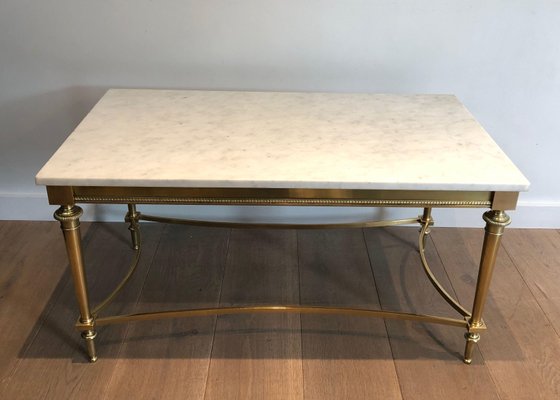 White Marble Brass Coffee Table-BA-1365387