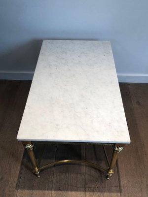 White Marble Brass Coffee Table-BA-1365387