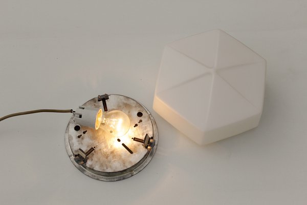 White Mat Geometric Opal Glass Wall Lamp from RZB Bamberg, 1960s-DUM-1803135