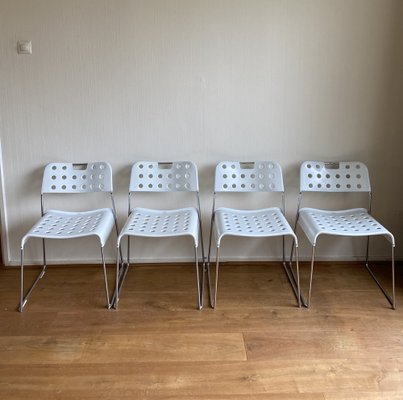 White Metal Model Omkstak Chairs by Rodney Kinsman for Bieffeplast, 1970s, Set of 4-LL-1779670