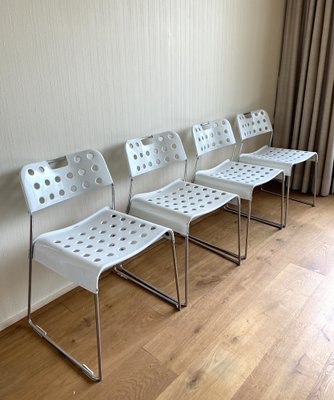 White Metal Model Omkstak Chairs by Rodney Kinsman for Bieffeplast, 1970s, Set of 4-LL-1779670