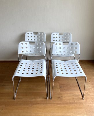 White Metal Model Omkstak Chairs by Rodney Kinsman for Bieffeplast, 1970s, Set of 4-LL-1779670