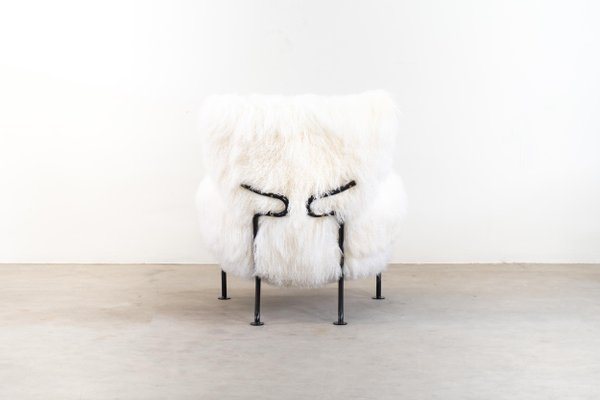 White Mongolian Wool Pl19 Armchair by Franco Albini for Poggi, Italy, 1950s-IVC-1425999