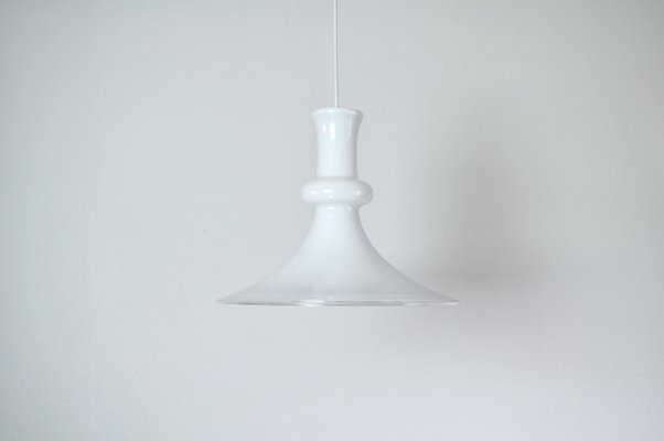 White Mouth Blown Opaline Glass Pendant by Michael Bang for Holmegaard, Denmark, 1980s-HPQ-1215505