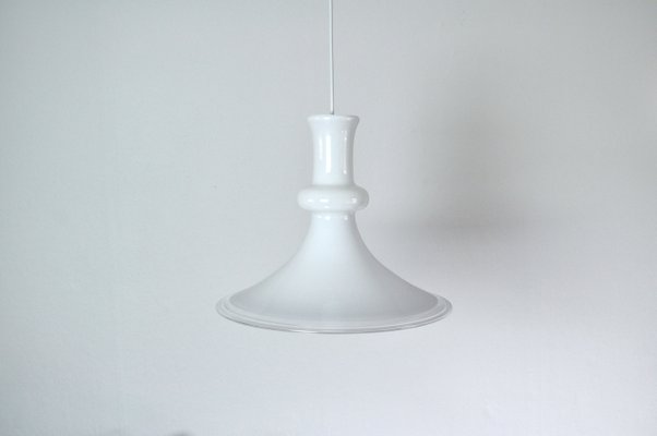 White Mouth Blown Opaline Glass Pendant by Michael Bang for Holmegaard, Denmark, 1980s-HPQ-1215505