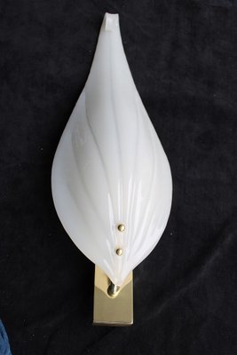 White Murano & Brass Wall Light by Franco Luce, Italym, 1970-EH-1135303