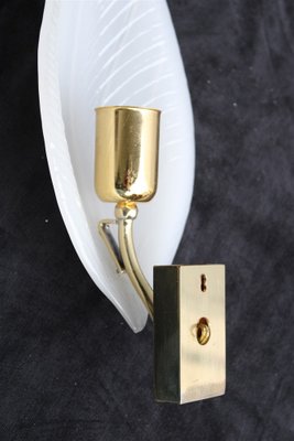 White Murano & Brass Wall Light by Franco Luce, Italym, 1970-EH-1135303