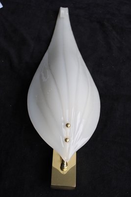 White Murano & Brass Wall Light by Franco Luce, Italym, 1970-EH-1135303