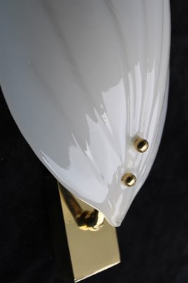 White Murano & Brass Wall Light by Franco Luce, Italym, 1970-EH-1135303