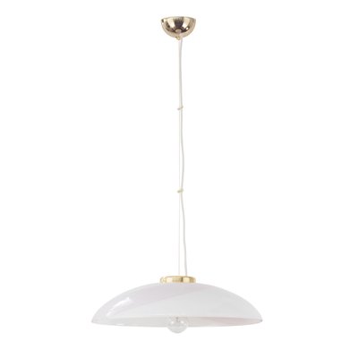 White Murano Glass Ceiling Lamp with Pink Filigree Spiral-MPO-1325981