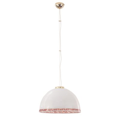 White Murano Glass Milk with Blue Red Murrine Suspension Lamp, 1980s-MPO-1319331