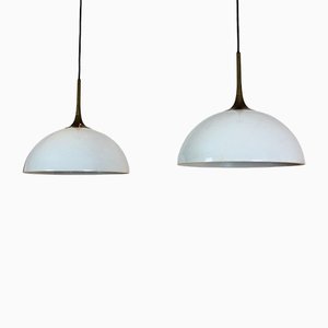 White-Opal Glass & Brass Pendant Lights by Florian Schulz, Set of 2-MO-1158533