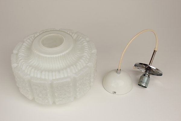 White Opal Glass Pendant Light in the Shape of a Flower from Limburg, 1970s-DUM-2027065