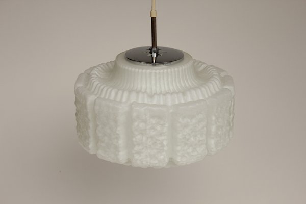 White Opal Glass Pendant Light in the Shape of a Flower from Limburg, 1970s-DUM-2027065