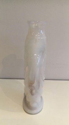 White Opalin Glass Owl Vase, 1970s-BA-1365838