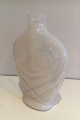 White Opalin Glass Owl Vase, 1970s-BA-1365838