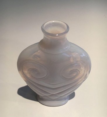 White Opalin Glass Owl Vase, 1970s-BA-1365838