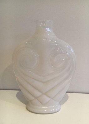 White Opalin Glass Owl Vase, 1970s-BA-1365838