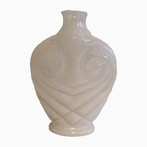 White Opalin Glass Owl Vase, 1970s-BA-1365838