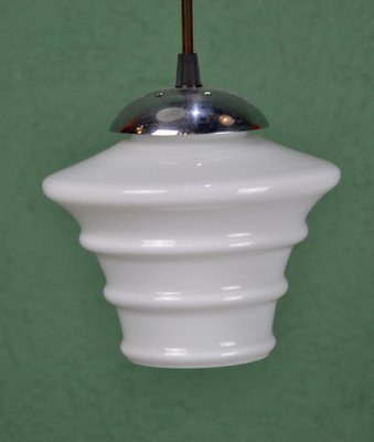 White Opaline Lamp with Lines, 1950s-ROJ-1447853